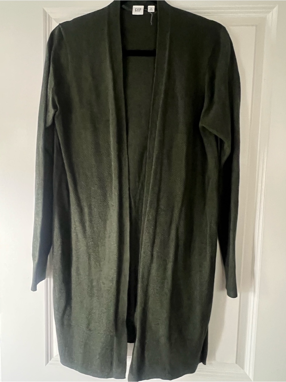 GAP Olive Open-Front Long Cardigan